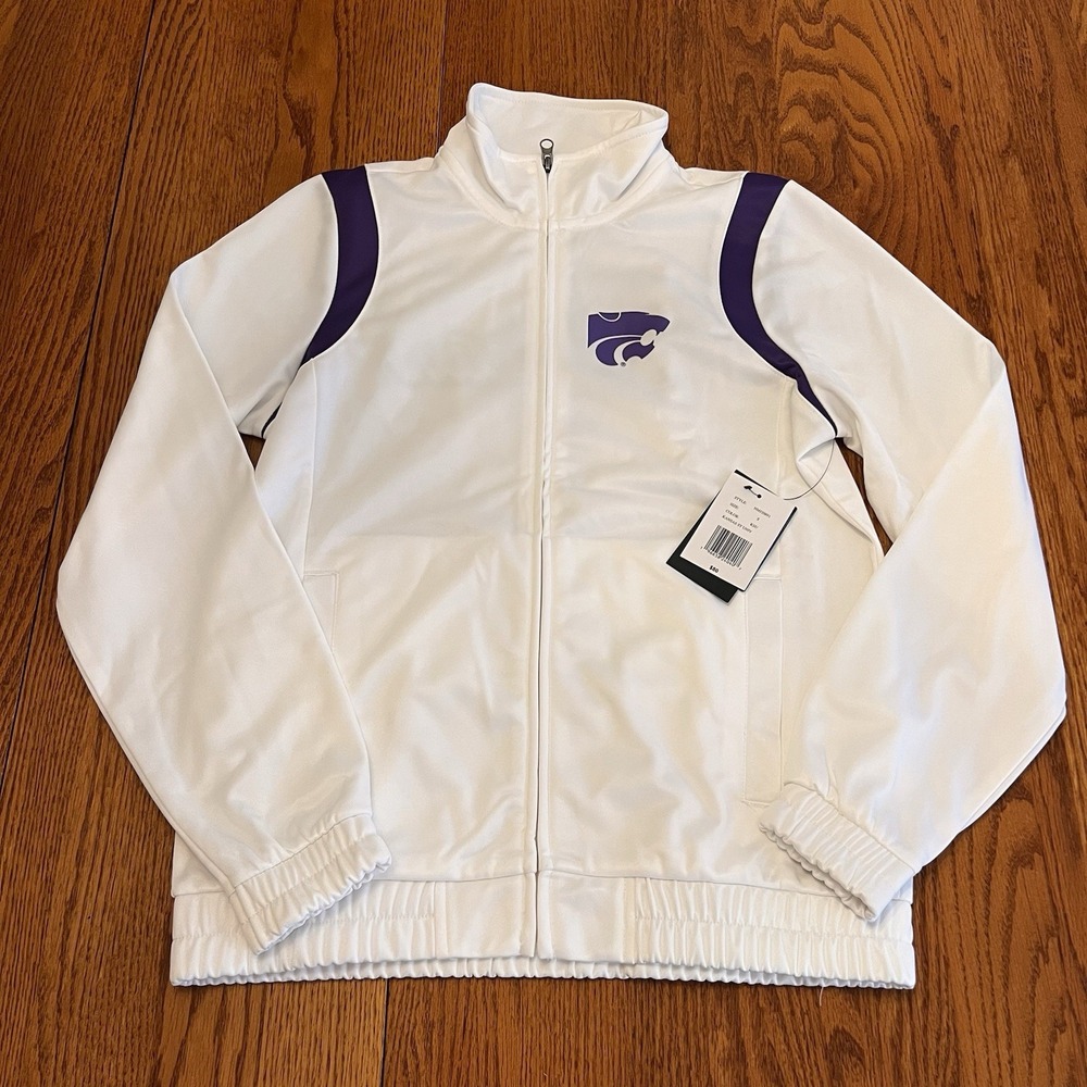 KSU Wildcats G-III 4Her Dolman Raglan Track Jacket White Purple Rhinestone Small